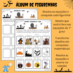 Álbum de Figurinhas Halloween: Desafio das Equações do 1º Grau!