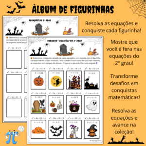 Álbum de Figurinhas Halloween: Desafio das Equações do 2º Grau!