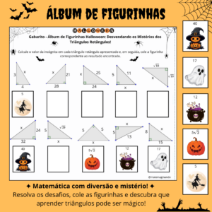 Álbum de Figurinhas: Teorema de Pitágoras - Tema Halloween