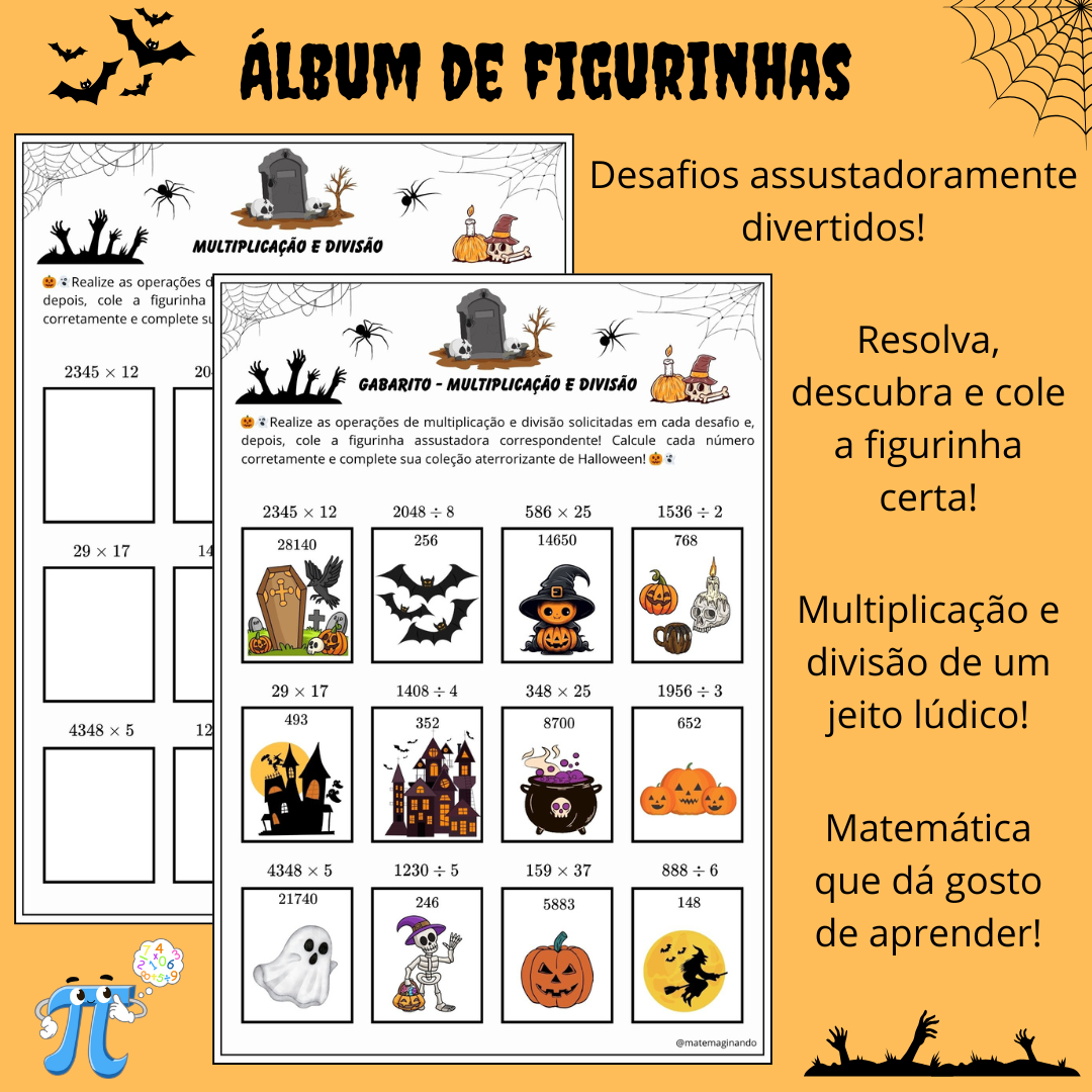 Álbum de Figurinhas – Halloween: Multiplicação e Divisão
