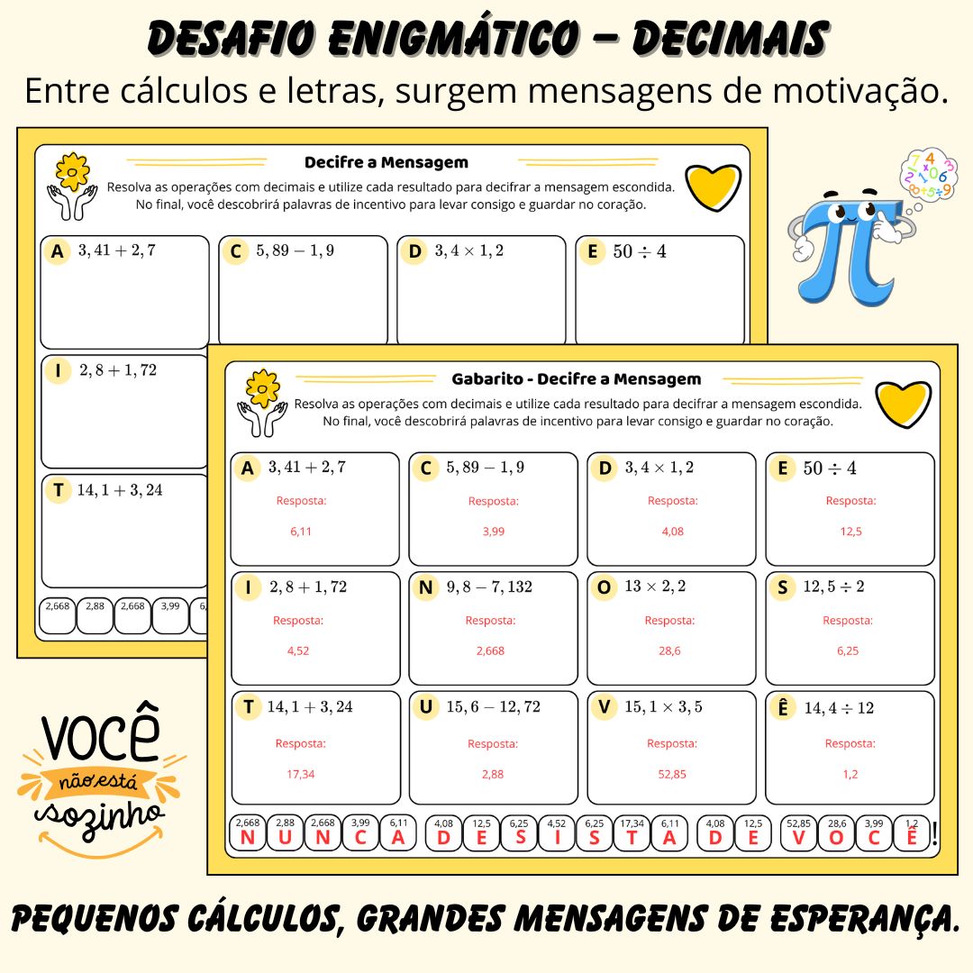 Desafio Enigmático – Decimais (Setembro Amarelo)