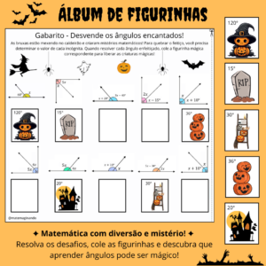 Álbum de Figurinhas de Ângulos Complementares e Suplementares – Tema Halloween