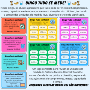Bingo Tudo se Mede! Jogo pedagógico sobre unidades de medida