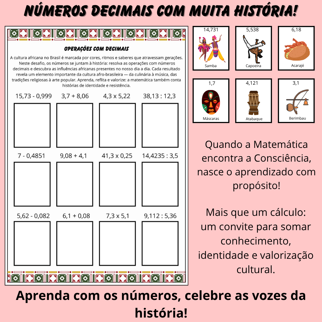Operações com Decimais – Consciência Negra