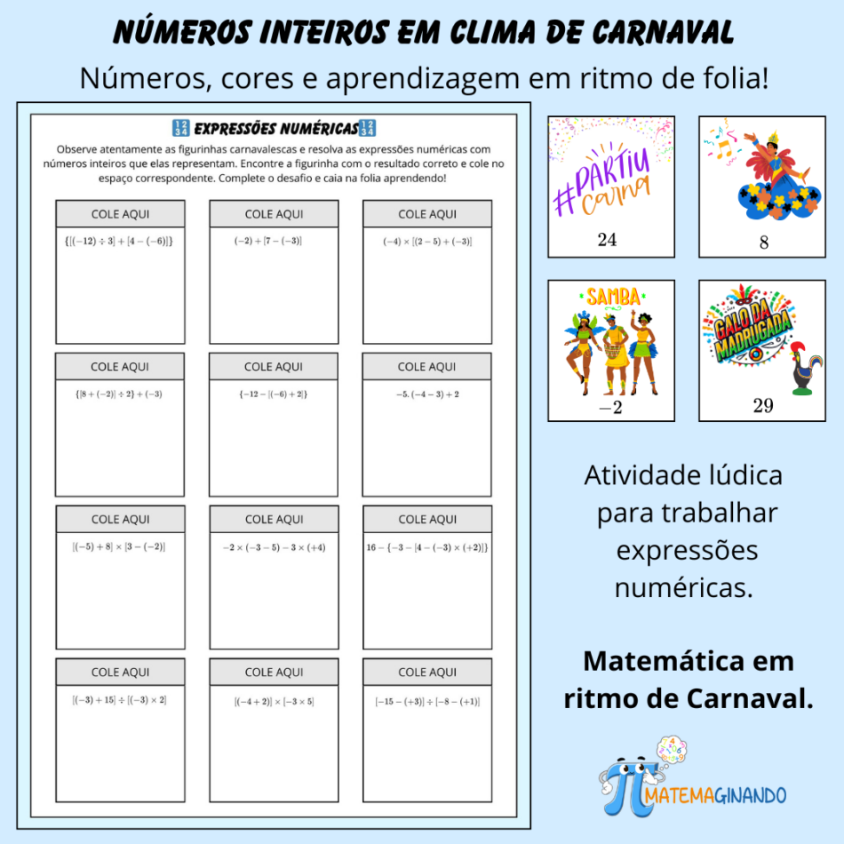 Álbum de Figurinhas Matemáticas – Tema Carnaval!