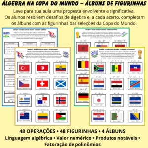 Álbum da Copa do Mundo – Álgebra Completa (Linguagem Algébrica, Valor Numérico, Produtos Notáveis e Fatoração)