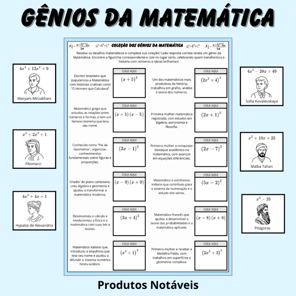 Gênios da Matemática — Produtos Notáveis | Dia Nacional da Matemática
