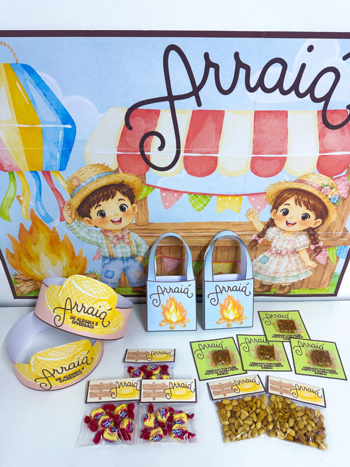 Kit Festa Junina: Painel e Lembrancinhas