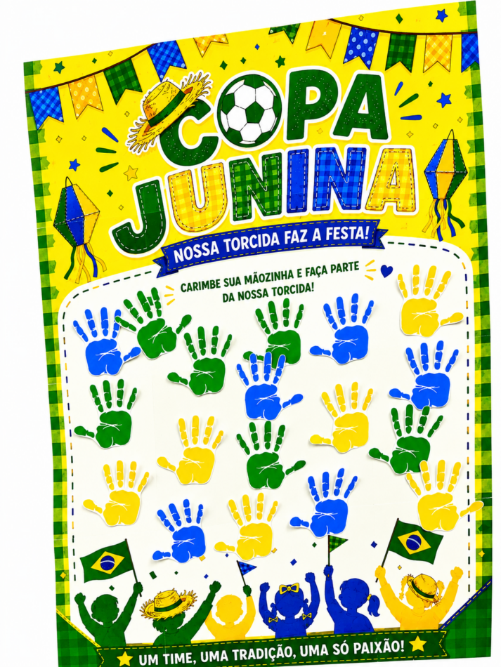 Cartaz Colaborativo Copa Junina | Painel Junino para Escola