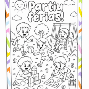 Cartaz Colaborativo para Colorir – Partiu Férias!
