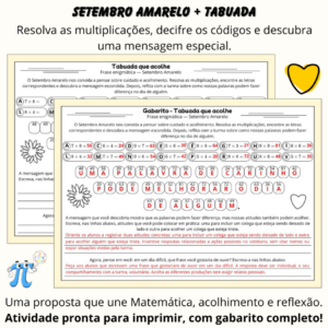 Tabuada que acolhe – Frase enigmática do Setembro Amarelo