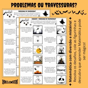 Problemas ou Travessuras? — Álbum de Figurinhas de Halloween com as Quatro Operações